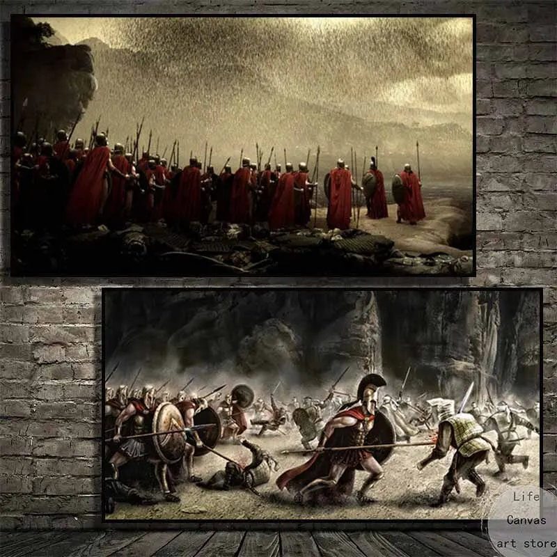 Epic  Spartan Warriors with Spears and Shields  Movie Art Poster Canvas Painting  Wall Prints War Picture  Home Decor