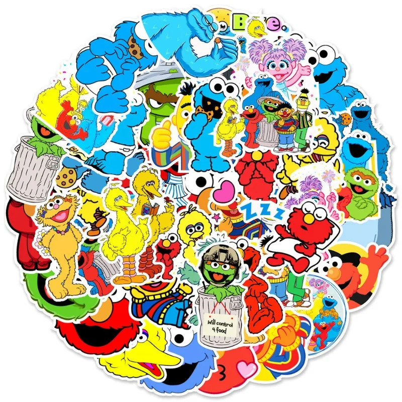 50 Stück / Set Niedliche Sesamstraßen-Aufkleber, nicht wiederholend, wasserfeste Aufkleber für Kinder, Partygeschenke, Geschenkdekoration – Detail 6