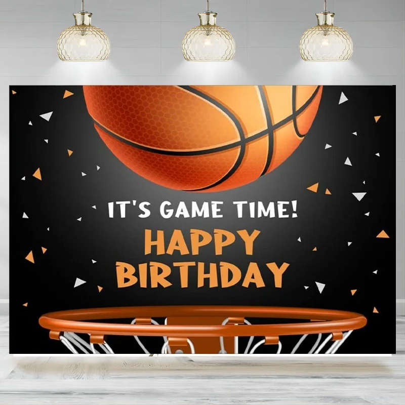 Basketball Themed Backdrop Birthday Party Decoration Teens Kids Game Time Background Photography Newborn Baby Cake Table Banner