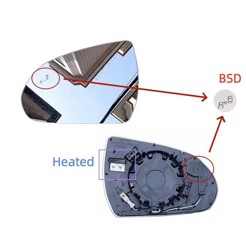 

For the Hyundai Elantra 2016-2019 models Heated mirror lenses, blind spot assist lenses and reversing mirror lenses