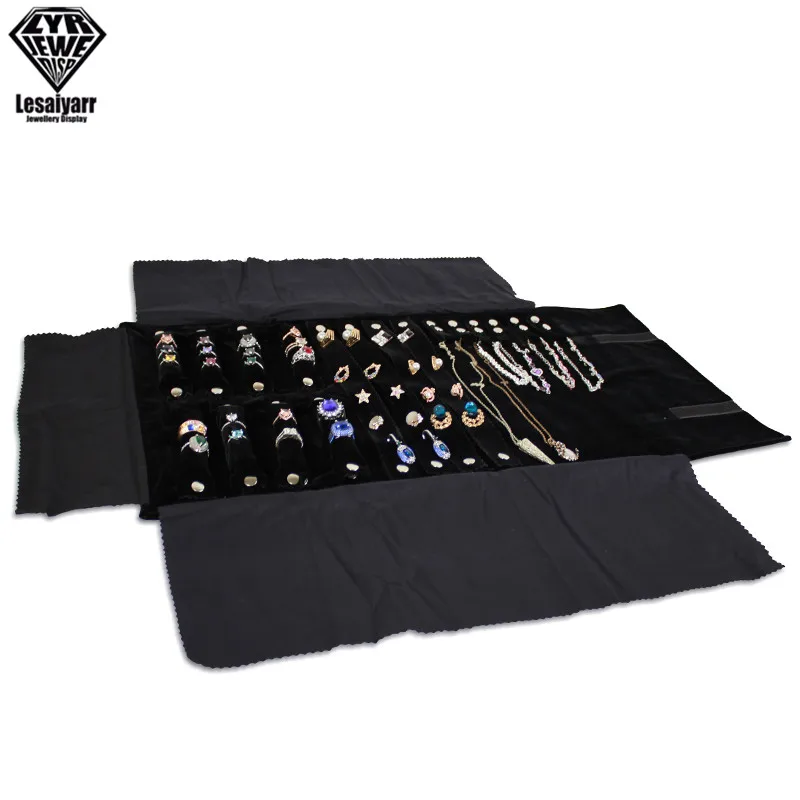 Portable Large Travel Jewelry Roll Bag Pendant Necklace Bracelet Chain Storage Carrying Case Watch Bangle Ring Earring Organizer