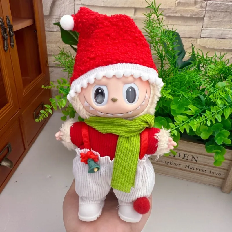 ชุดเสื้อผ้า Labubu: ชุดกวางเรนเดียร์คริสต์มาส (ชุดเทศกาลสีแดง) สำหรับ V1/V2/V3 - ชุด Labubu ของขวัญวันหยุดเทศกาลคริสต์มาส