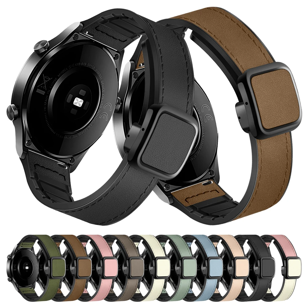 Leather Silicone Strap for Huawei Watch GT 4 3 Pro 2 46mm Band Magnetic Buckle Wristband Bracelet 22mm 20mm Strap Accessories