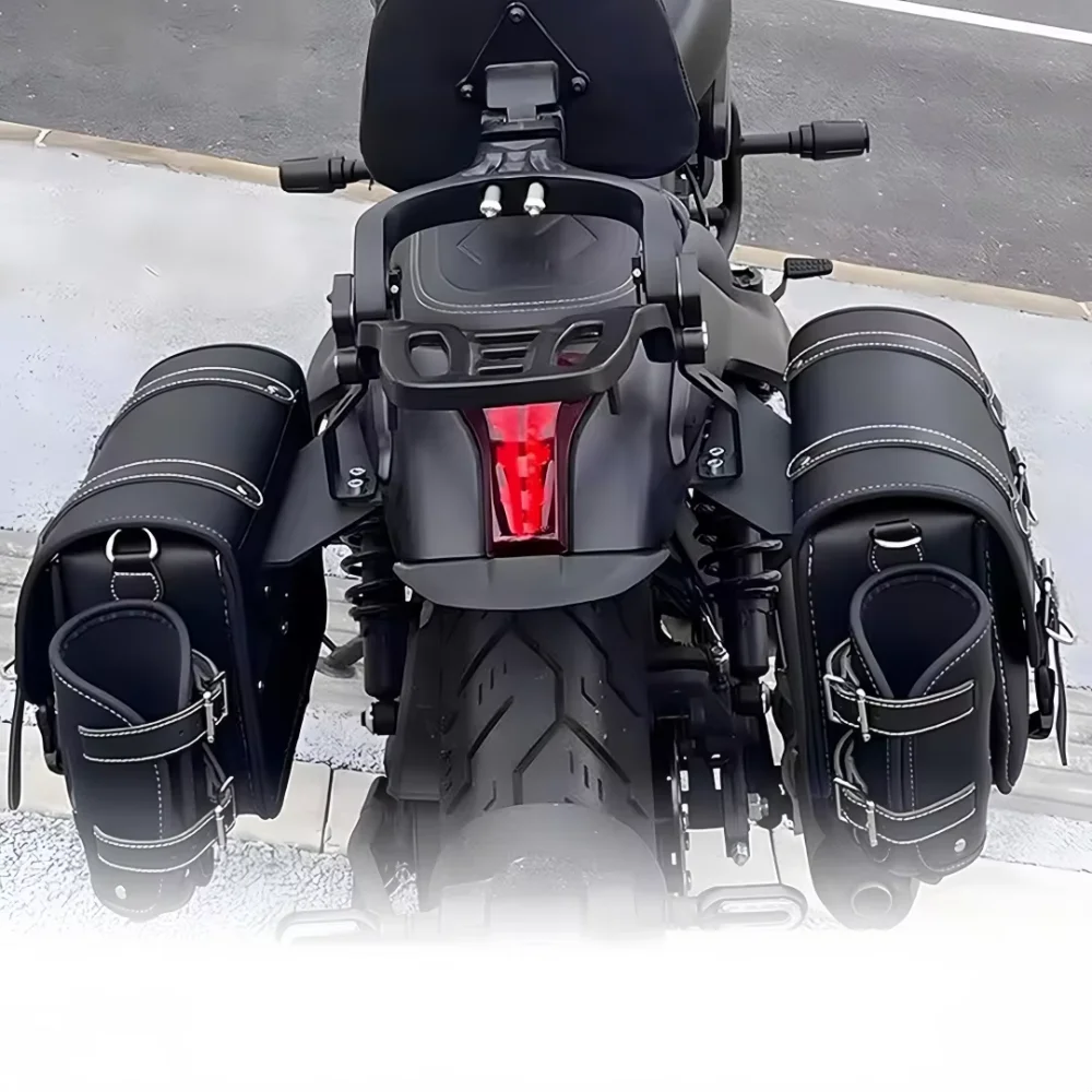 Universal Retro Motorcycle Saddlebag Throwover Saddlebags for Harley Honda Yamaha Suzuki Skull Monster Pattern Knight