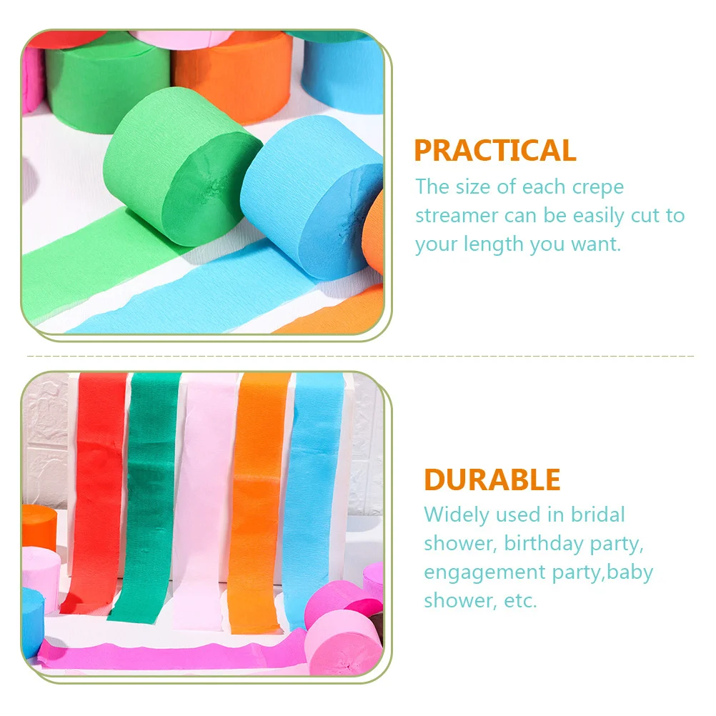 

12pcs Crepe Paper Streamers Colorful Long Fade Resistant For Diy Party Decorations Birthday Wedding Events Backdrop Supplies