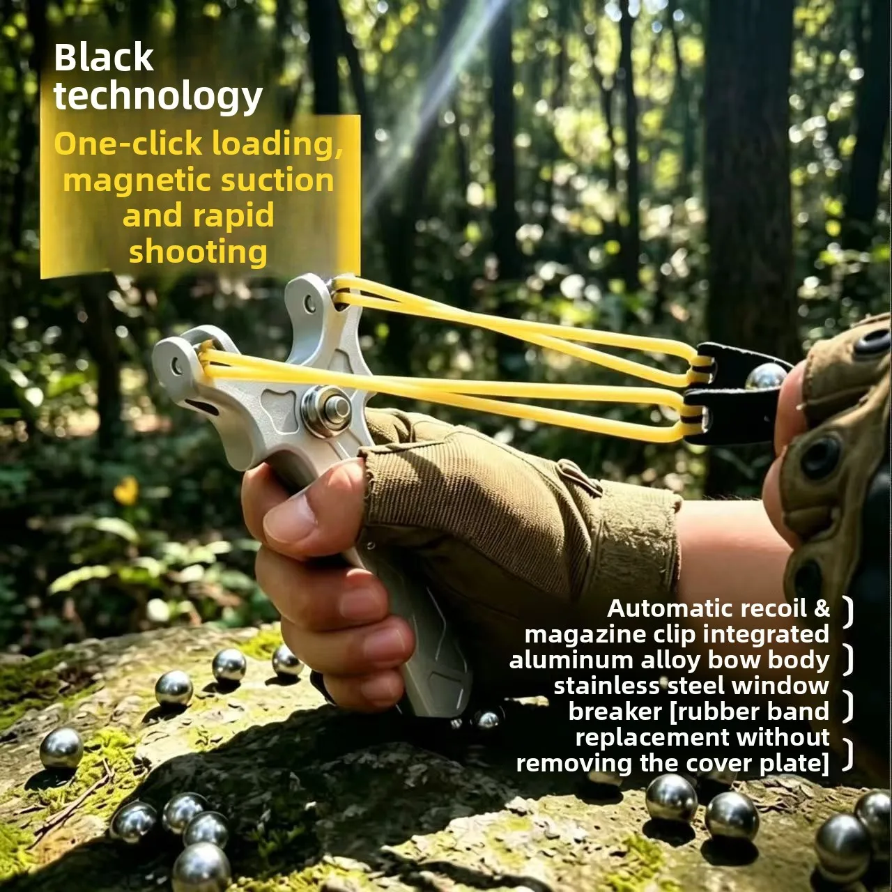 Automatic Loading Slingshot Portable Adult Outdoor Sports Target Shooting Competition High Power Precision Window Breaking EDC