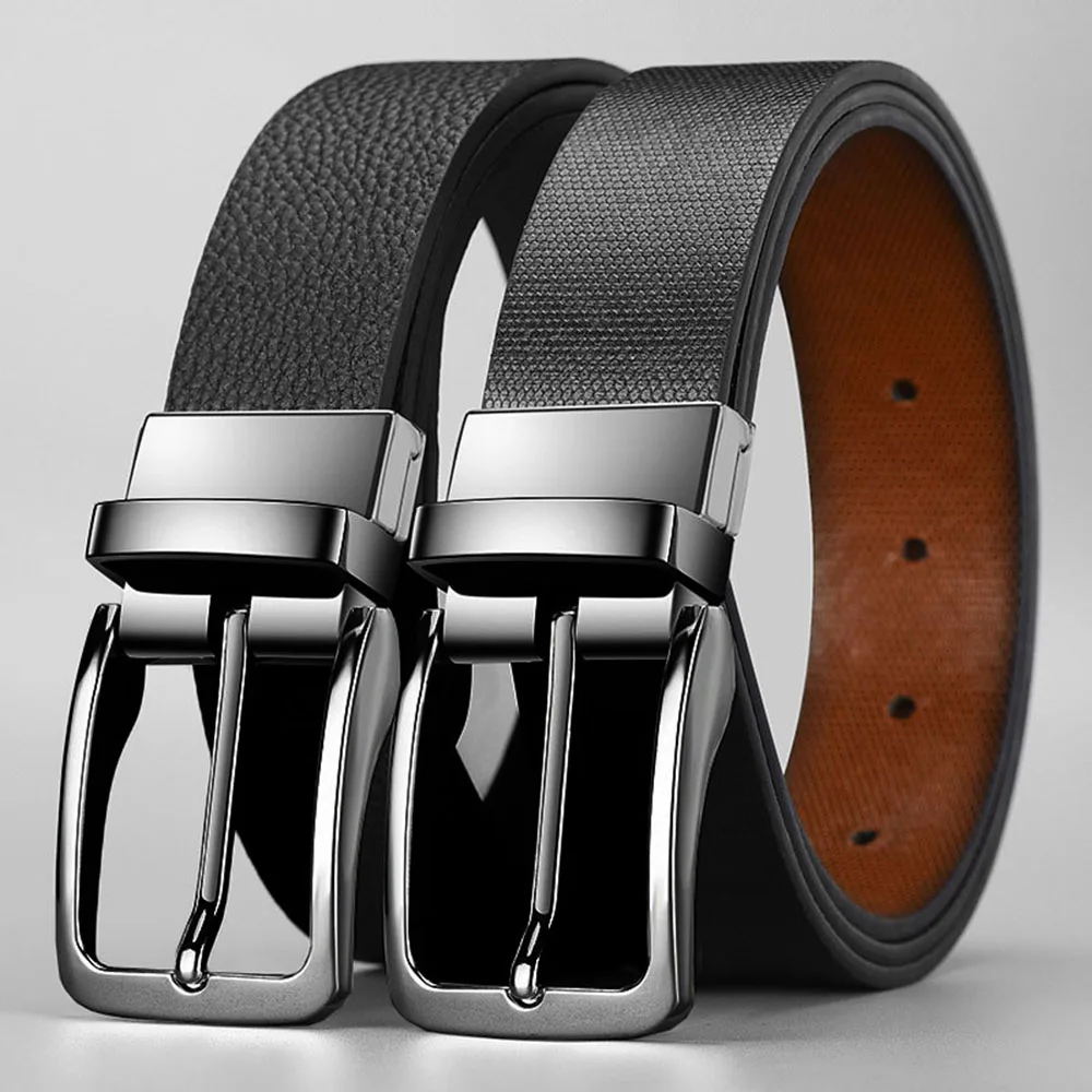 

Men's PU leather Silver Pin Buckle Belt Business Leisure belts for Men Luxury Brand Black WaistBelts