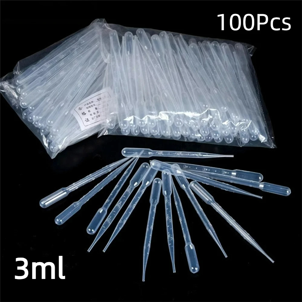 100Pcs/Lot Laboratory Pipette 3ml/0.1(oz) Plastic Disposable Graduated Container Liquid Dropper Equipment Straw Makeup Tools