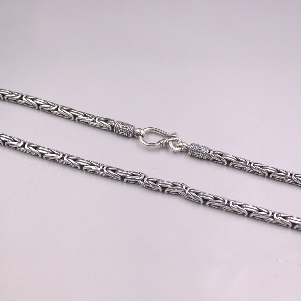 Real S925 Sterling Silver Necklace Women Men Byzantine Link Chain 20-24inch 46-58g