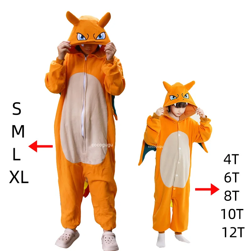 Charizard kostuum Pokemon Onesie mannen vrouwen jongens meisjes Festival outfit winter pyjama partij jumpsuit draak cosplay Kigurumis