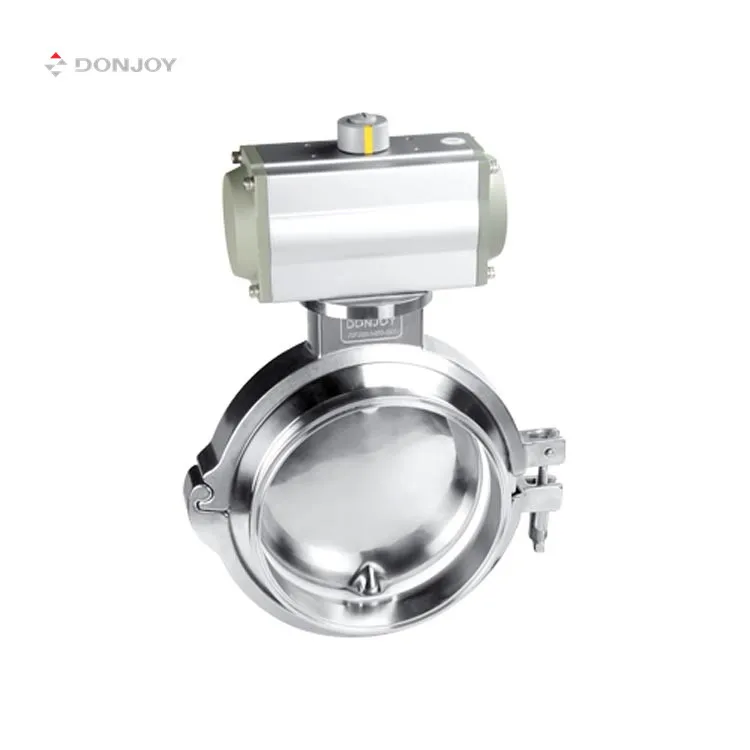 Donjoy sanitary SS316L pneumatic powder butterfly valve weld connection