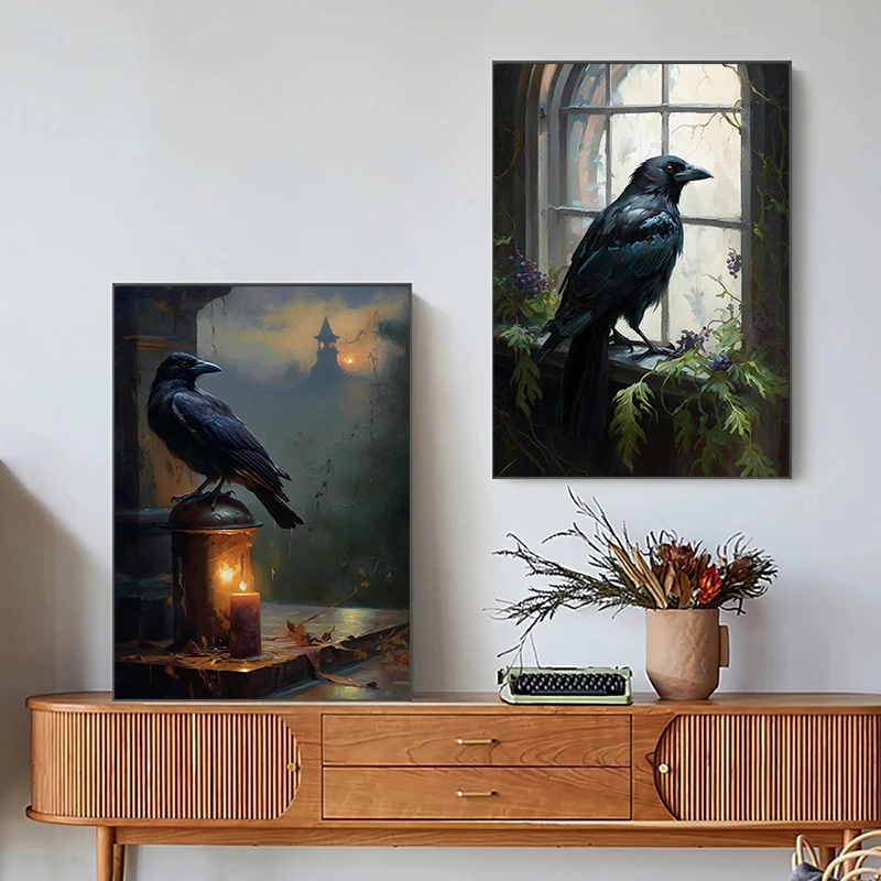 วินเทจแมวค้างคาวกานกฮูกเม่นมืดสถาบันการศึกษาโปสเตอร์พิมพ์ผ้าใบศิลปะบนผนังห้องรับแขกห้องนอนของขวัญการตกแต่งบ้าน