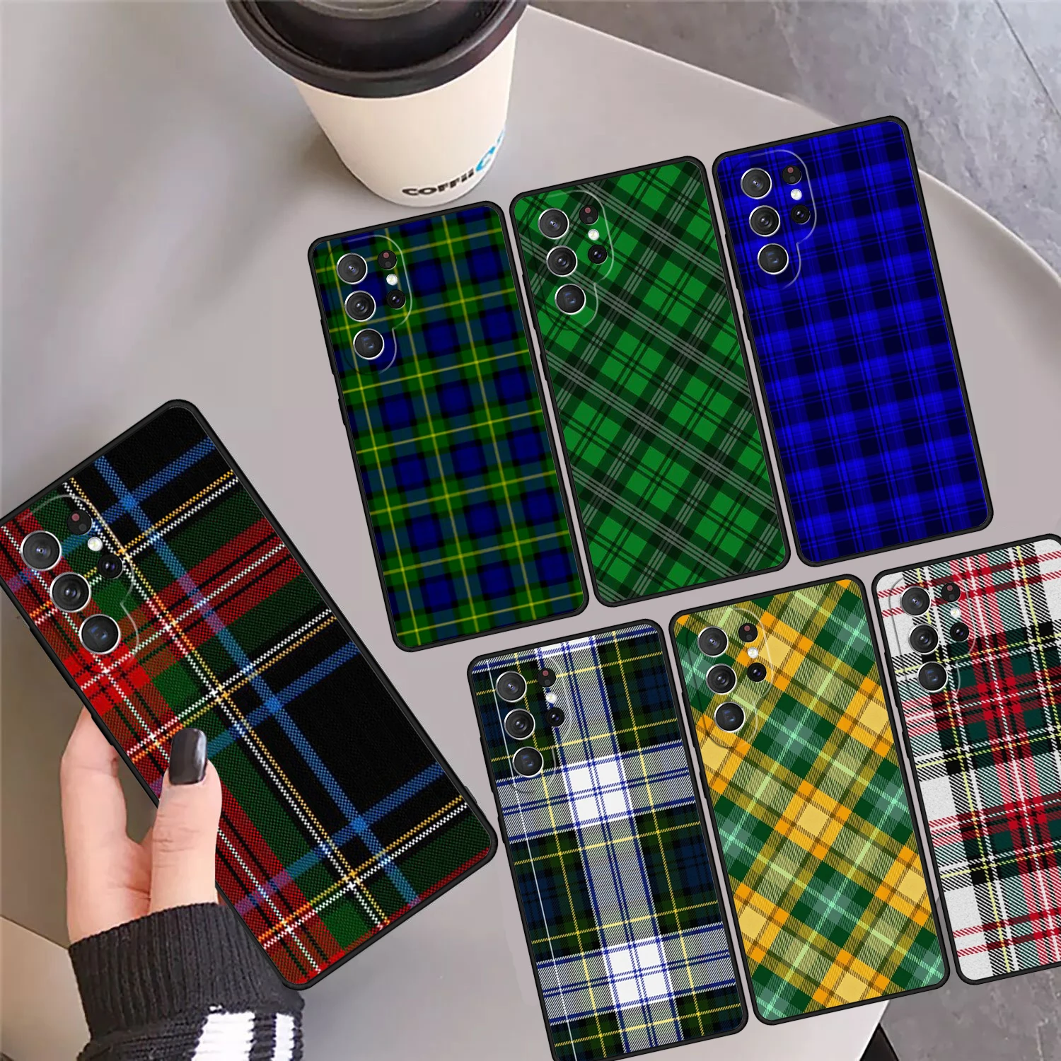 Clan Stewart Dress Tartan Plaid Phone Case Cover Coque For Samsung Galaxy S24 Ultra 23 S22 Plus S21 FE S20 S8 S9 S10 Note 10