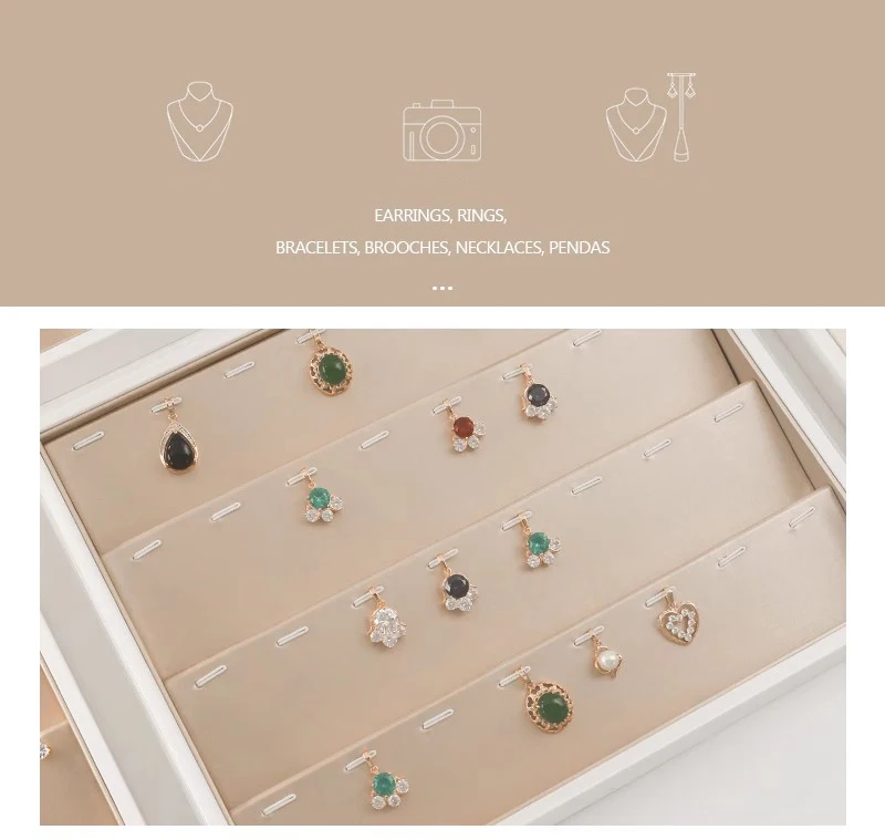 PU Leather Jewelry Display Tray for Drawer Counter Top Pendant Earrings Necklace Ring Organizer Bracelet Holder Storage Showcase
