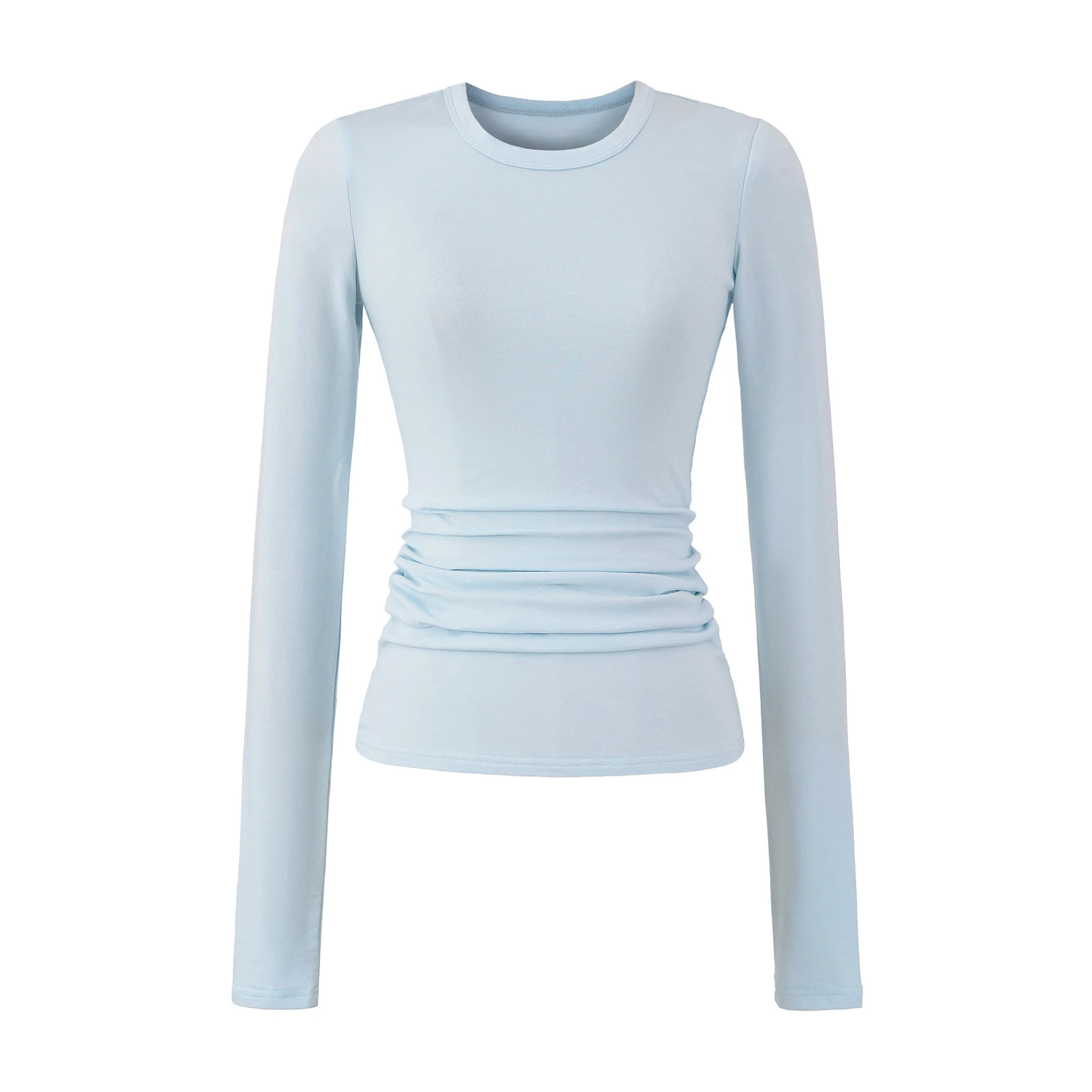 

Long Sleeved Round Neck Top 2025 Solid Color Fashion Clothing Stretch New Women Tops Sexy Pullover Bottoming Blouses T-shirt