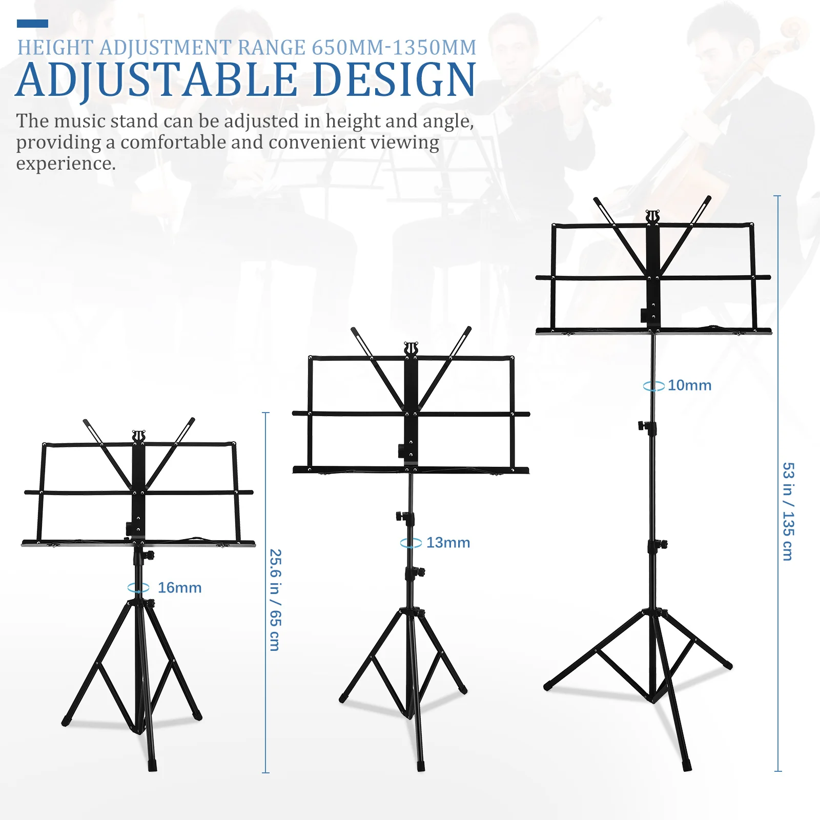 

Foldable Portable Music Stand Adjustable Iron Sheet Music Holder Heavy Duty Stand for Performance Teaching Practice