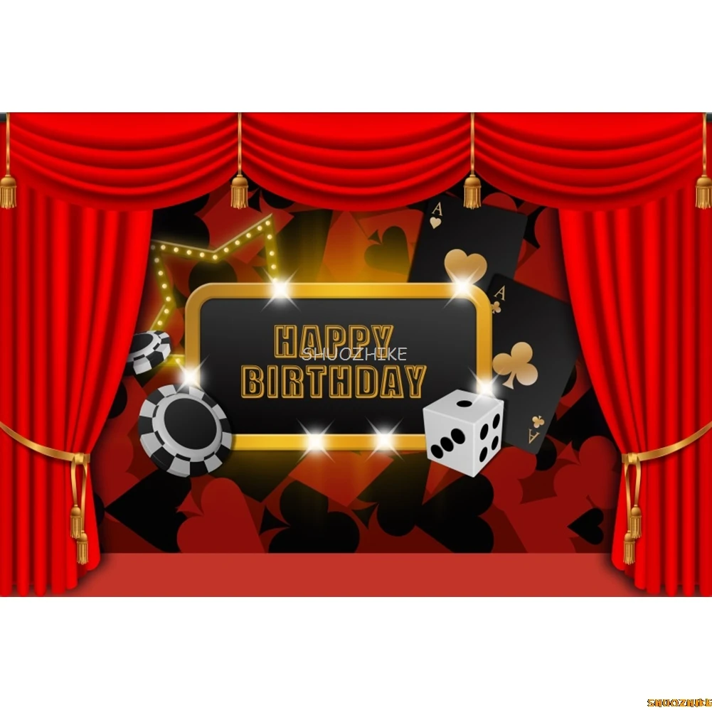 Poker Gambling Casino Playing Card Poster Painting Photography Backgrounds Adult Birthday Party Backdrops For Photo Studio