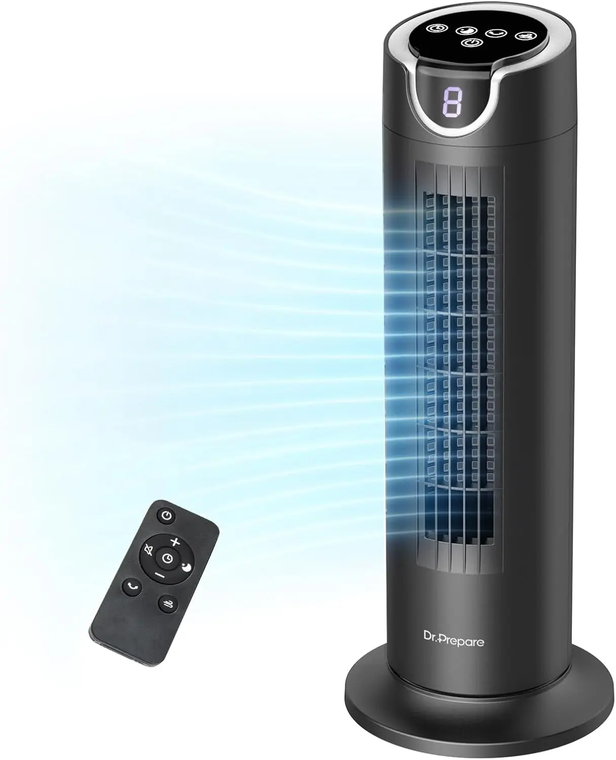 

Tower Fan for Bedroom, 25 dB Quiet Bladeless Fan with Remote, 8 Speeds, 1-8H Timer, 80° Oscillating Fans for Indoors, 16 Inch