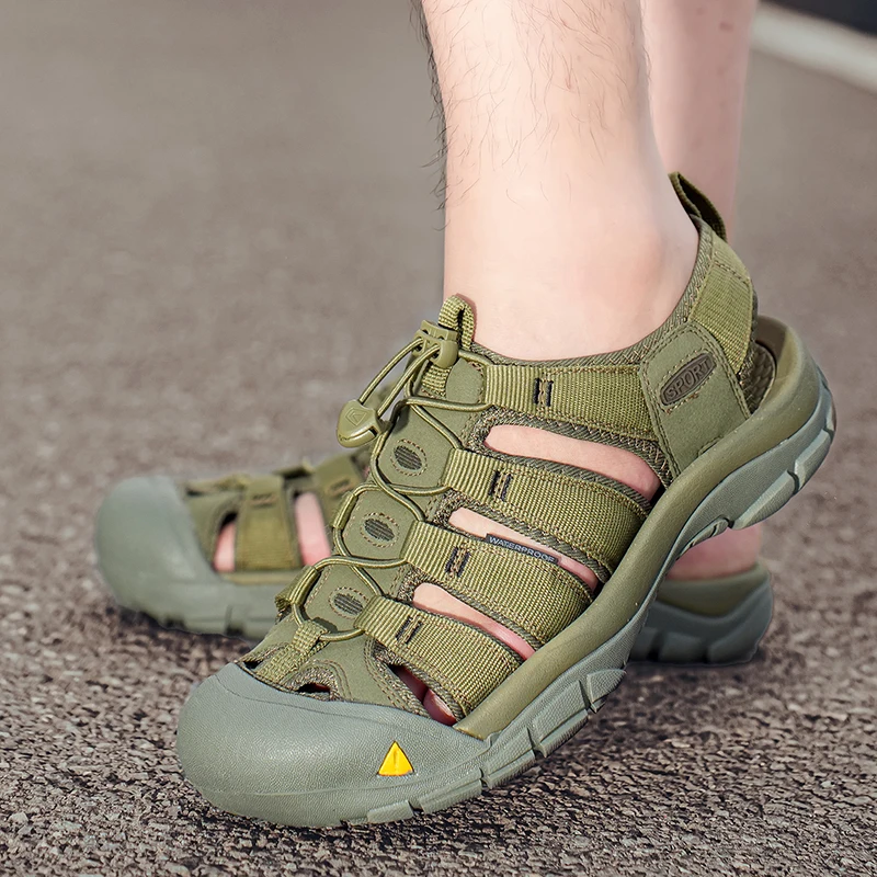 Summer Men's High-quality Non-slip Beach Shoes Fashion Sneakers Men Walking Sandals Outdoor Leather Mountaineering Travel Shoes