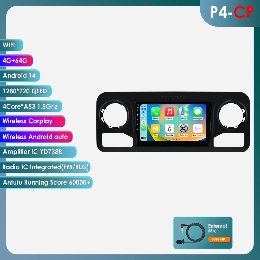 Android 15 autoradio met videospeler, DSP, 4G LTE, 5G, GPS, wifi, navigatie, dvd, voor Mercedes-Benz Sprinter W907 910 2018 2019 2020 2021 2022, multimedia videospeler, CarPlay, slimme intelligente
