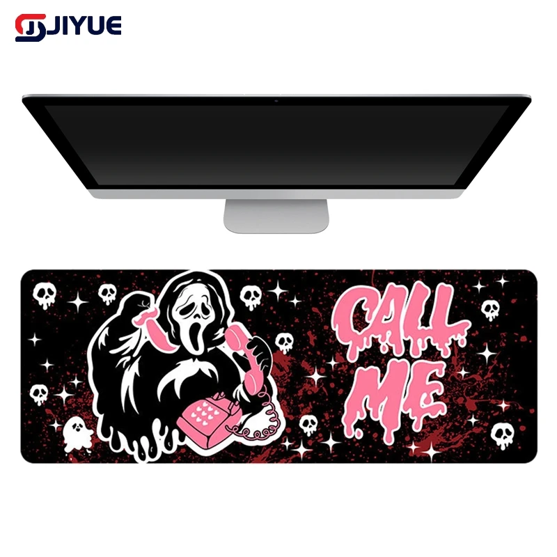 Large Mouse Pad Terror Pattern Mouse Pad Non-slip Keyboard Mat Halloween Skull Office Stitched Edge Keyboard Desk Rubber Base