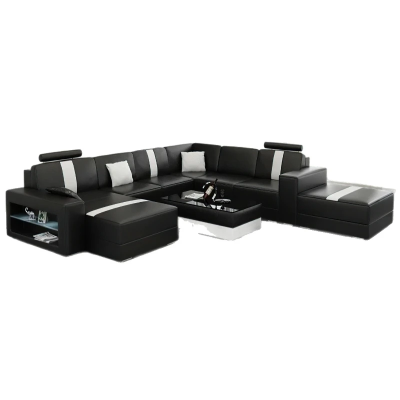 Leisure minimalist modern light luxury leather sofa reclining multi-functional living room sofa combination