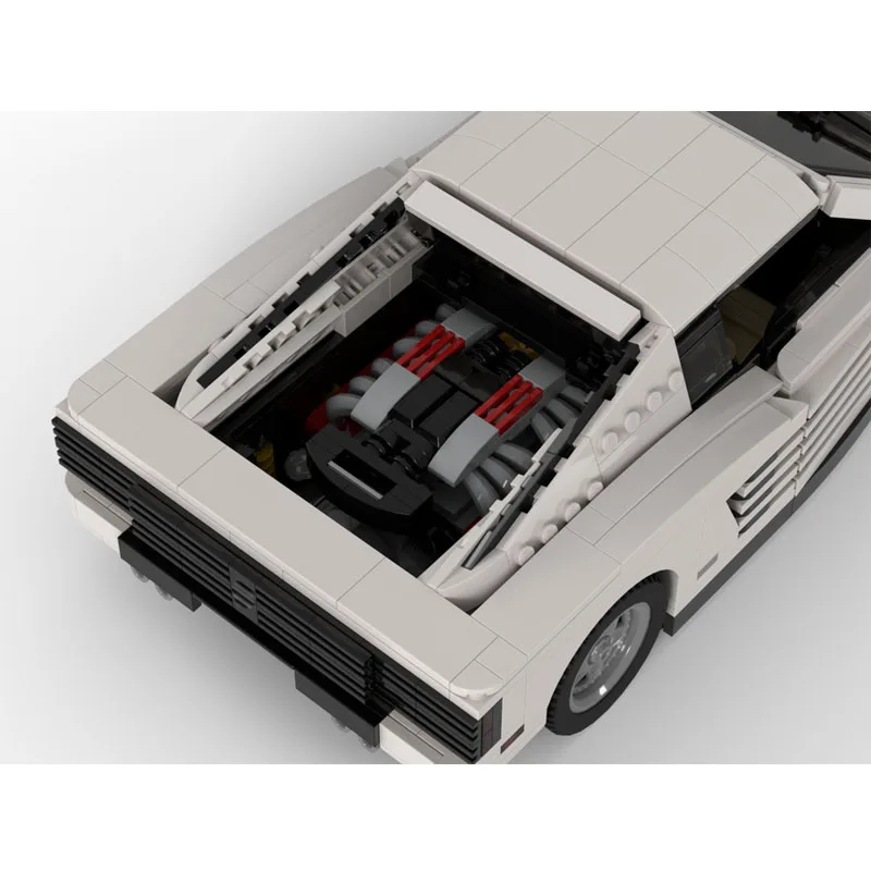 MOC-226197 branco novo supercar corrida blocos de construção modelo 1484 peças moc criativo menino crianças aniversário blocos de construção brinquedo presente