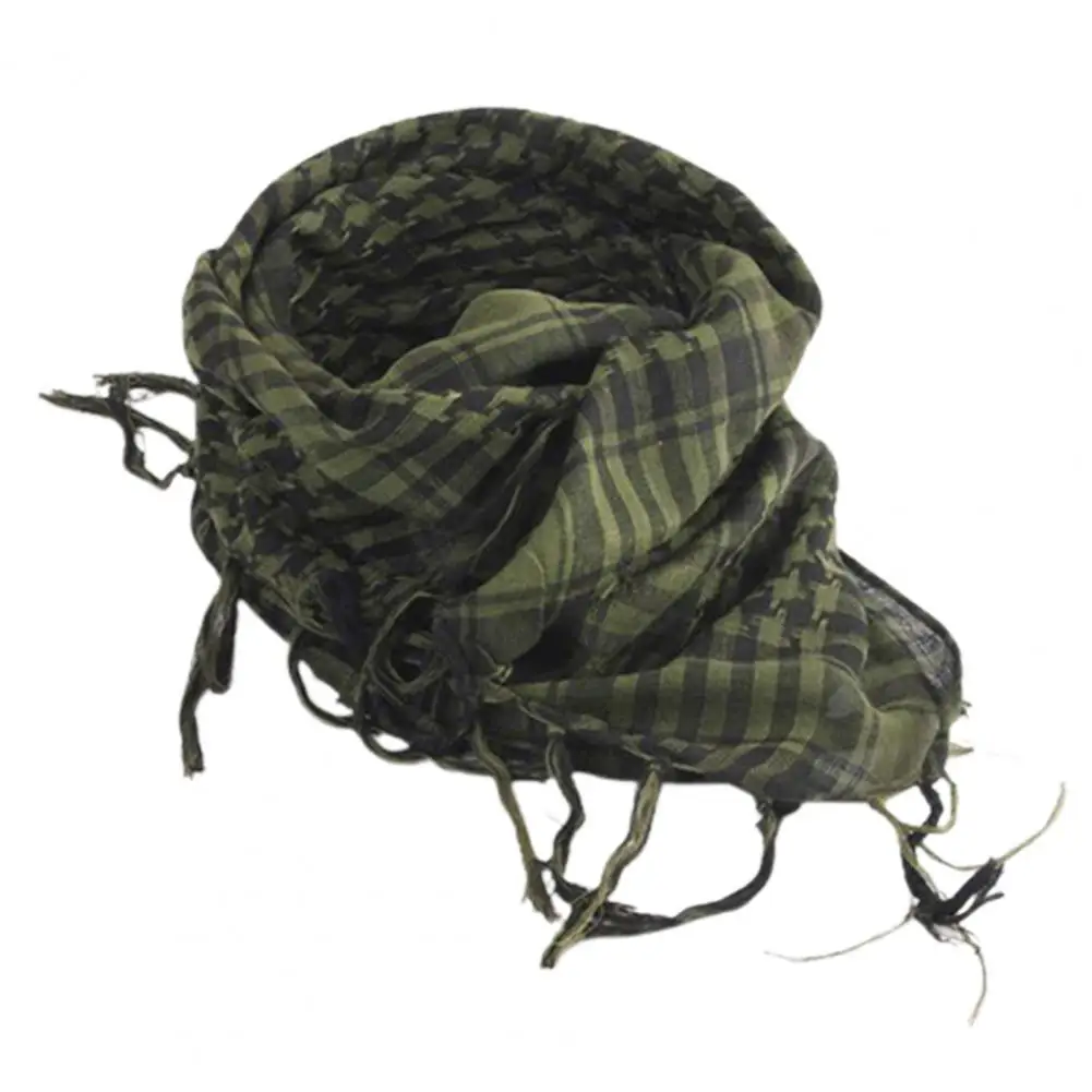 Scarf Army with Tassel for Men Women Scarf Mask Scarf Unisex Lightweight Plaid Pattern Cotton Keffiyeh Scarf for Winter