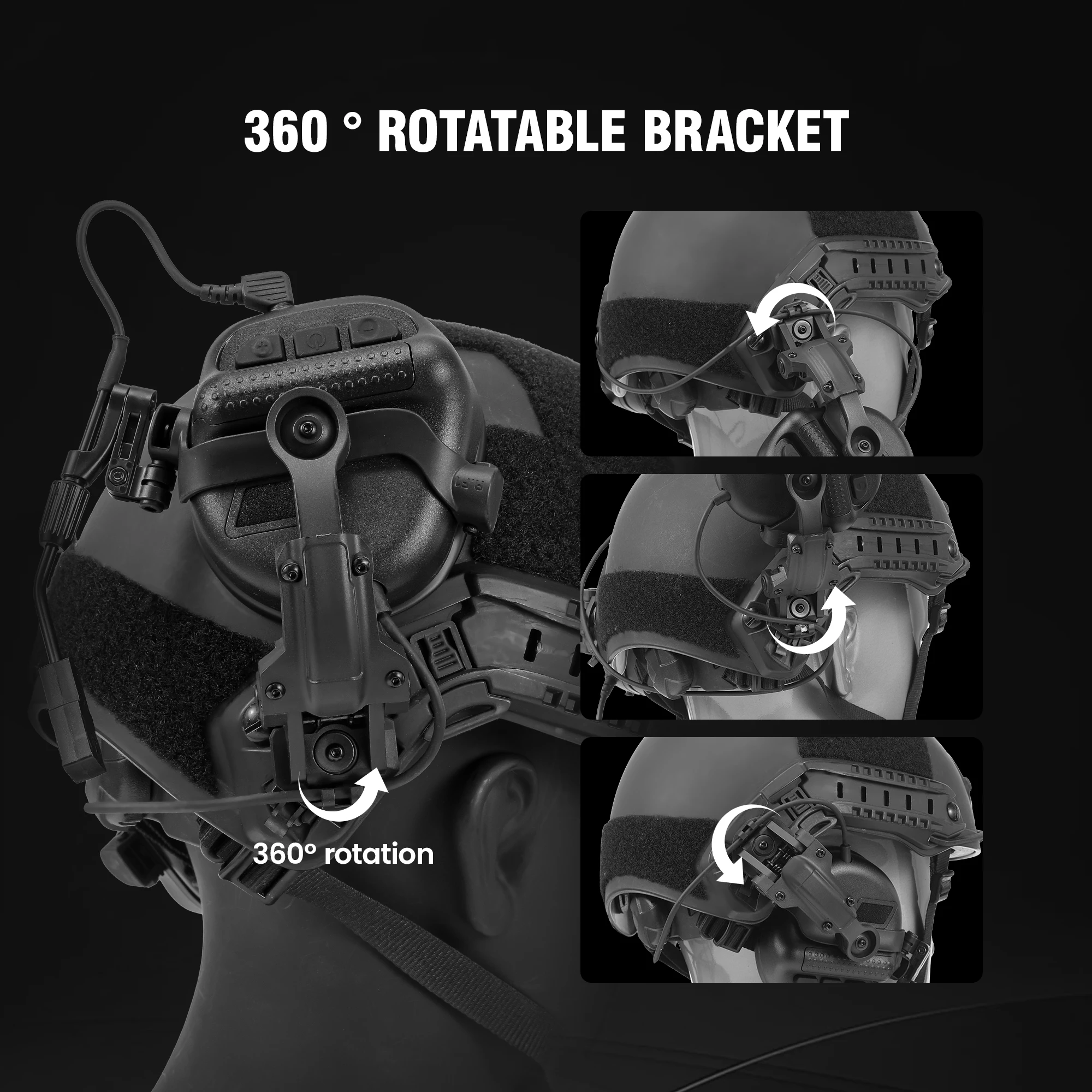 أغطية للأذنين مثبتة على الخوذة التكتيكية - إلغاء الضوضاء النشط وPTT لحماية السمع والصيد والعسكري #6