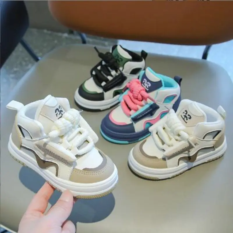 

Children's Sports Shoes 2025 Autumn Edition Boys' Casual Board Shoes High Top Baby Girls' Bread Dad Shoes