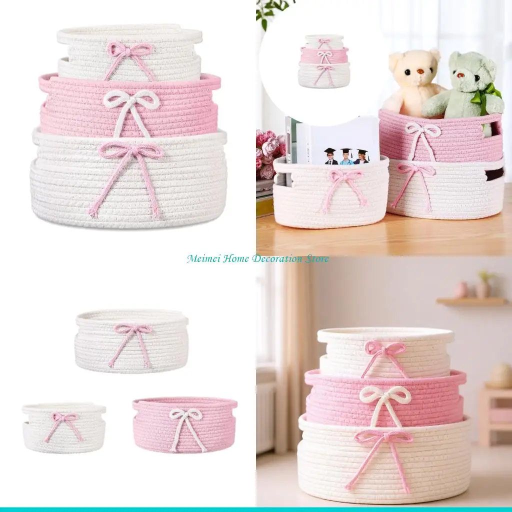 conjunto-3-cestos-armazenamento-decorativos-feitos-a-mao-cesta-nidificacao-tecido-com-detalhe-laco-artesanal