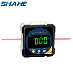 SHAHE-Four Side Ímãs Transferidor Eletrônico, Two- Sided Laser, Digital Angle Finder, Nível com Bateria Recarregável