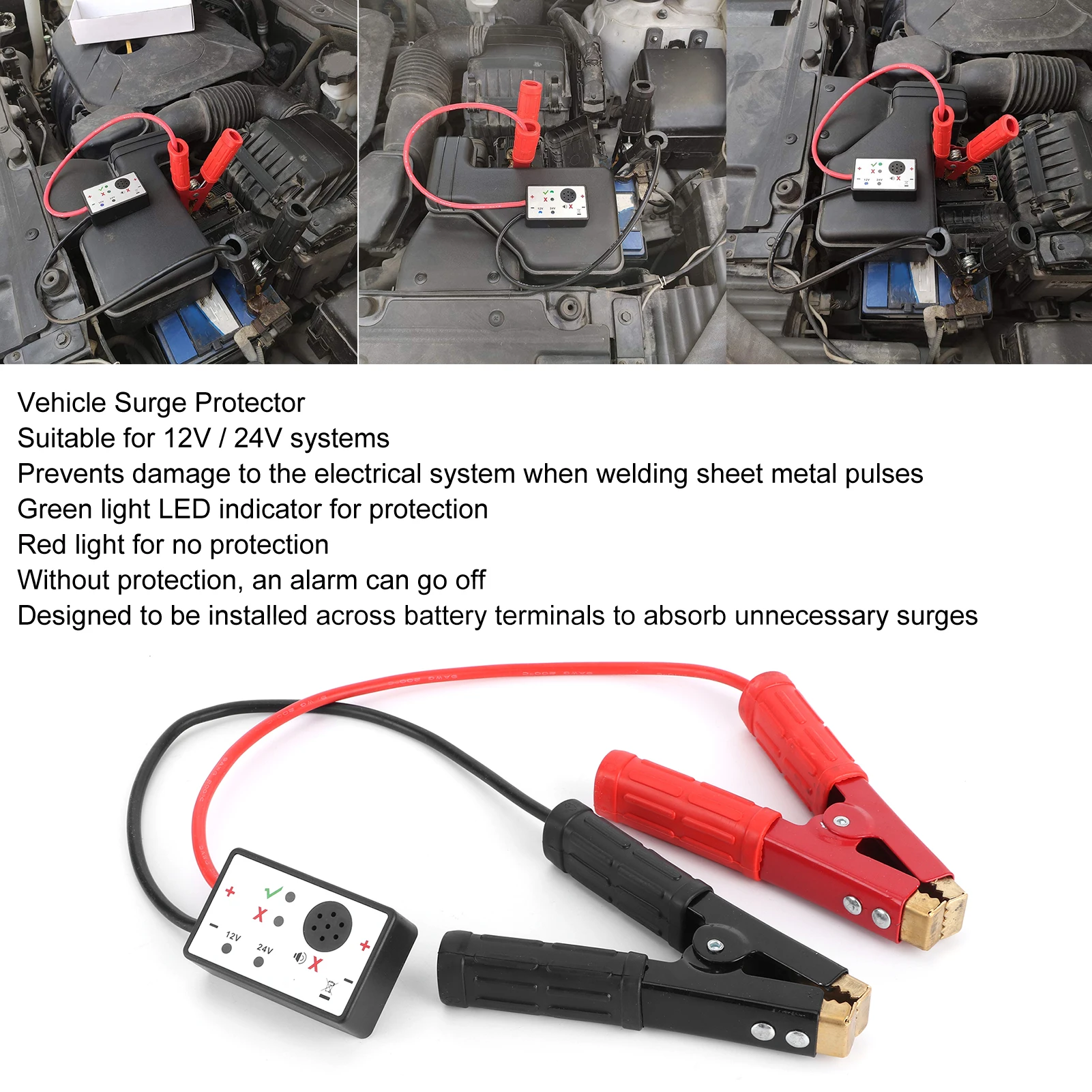 12/24V Car Surge Absorber Protector Metal Rubber Automotive Vehicle Surge Protector Car Supplies Automotive Surge Protector