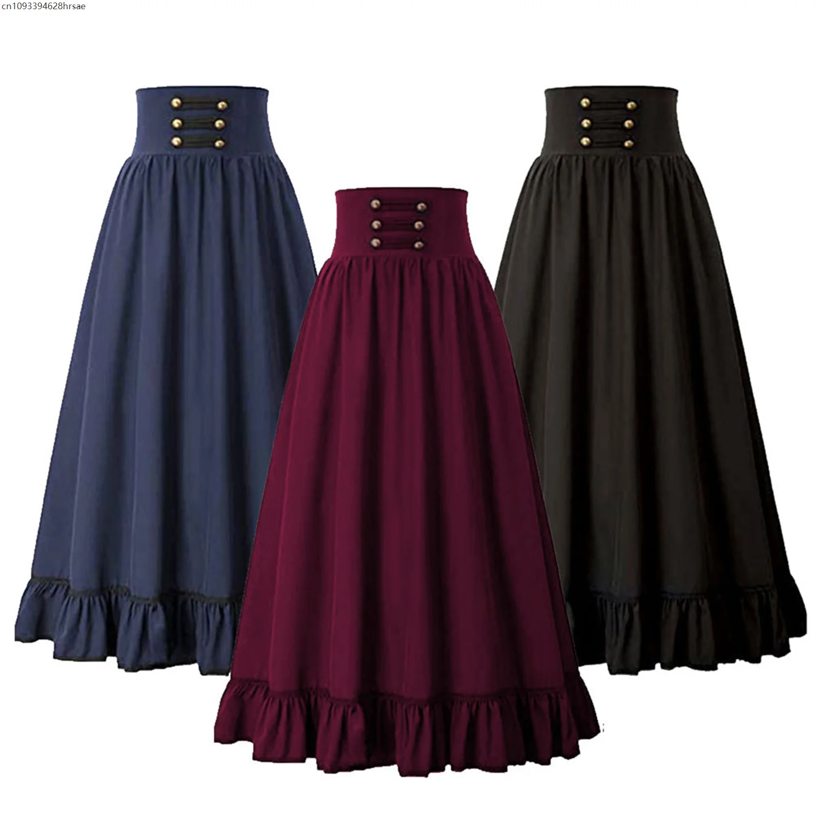 

Medieval Retro Fishtail A-Line Skirt Renaissance Girl Stage Dress Halloween Costumes For Women High Waist Swing Gown