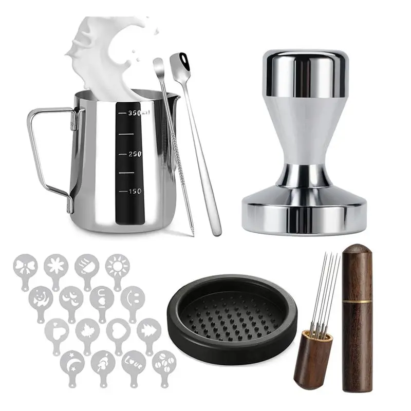AEE4-51Mm Espresso Tamper Set Espresso Kit Including Coffee Tamper, Milk Frothing Pitcher, WDT Tool Espresso, Tamper Mat