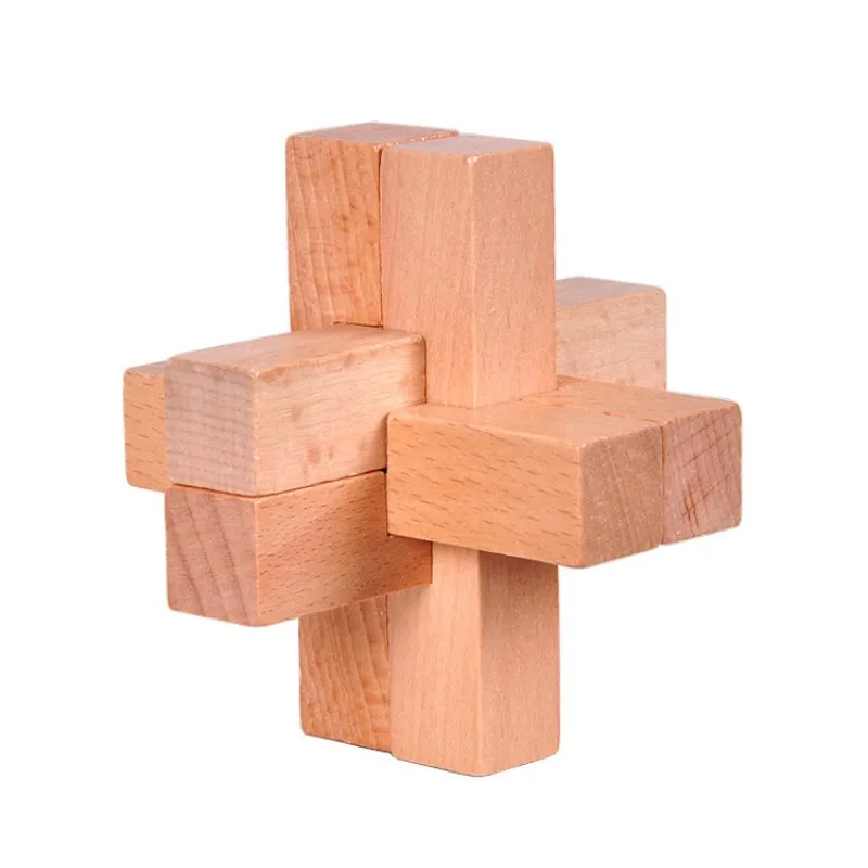 Classic 6-piece Wooden Interlocking Cross Burr Puzzle Game for Adults Kids