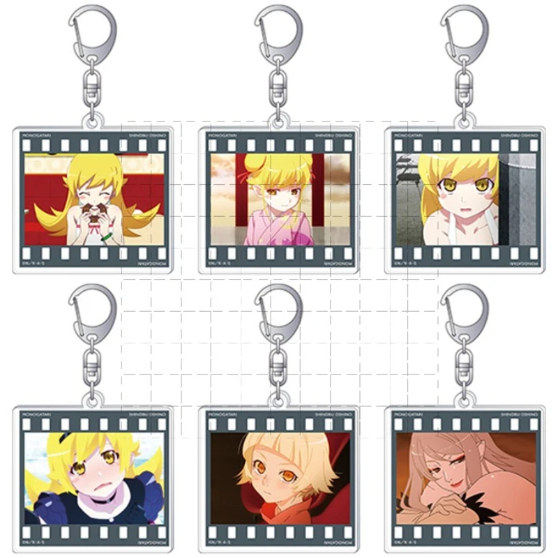 Game KissShot Oshino Shinobu Keychain Doll Anime Acrylic Keyring Pendant for Gift