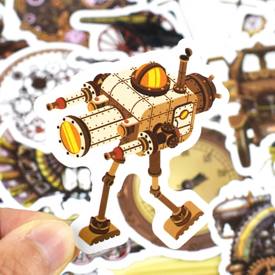 10/75p Steampunk Cat Stickers Heavy Metal Stickers Children Diy Laptop Stickers Water bottles Waterproof Bullets Magazines Arts