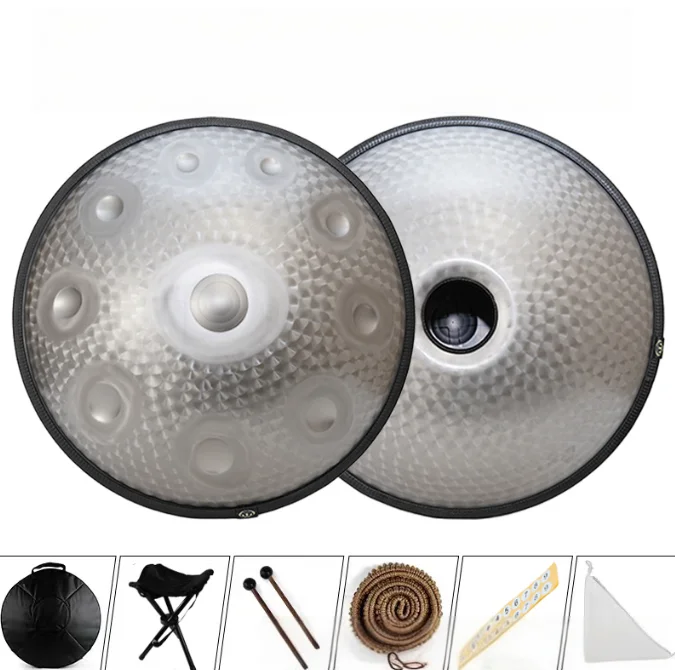 Professional Handpan Drum Handmade Forged Tuning 440Hz 432Hz Steel Tongue Drum Percussion Instrument with Mallets & Bag