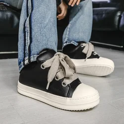 2025Men's Sneakers High Quality Leather Casual Shoes Fashion Couple Street Skate Shoes for Men Lace Up Walk Flats Zapatos Hombre