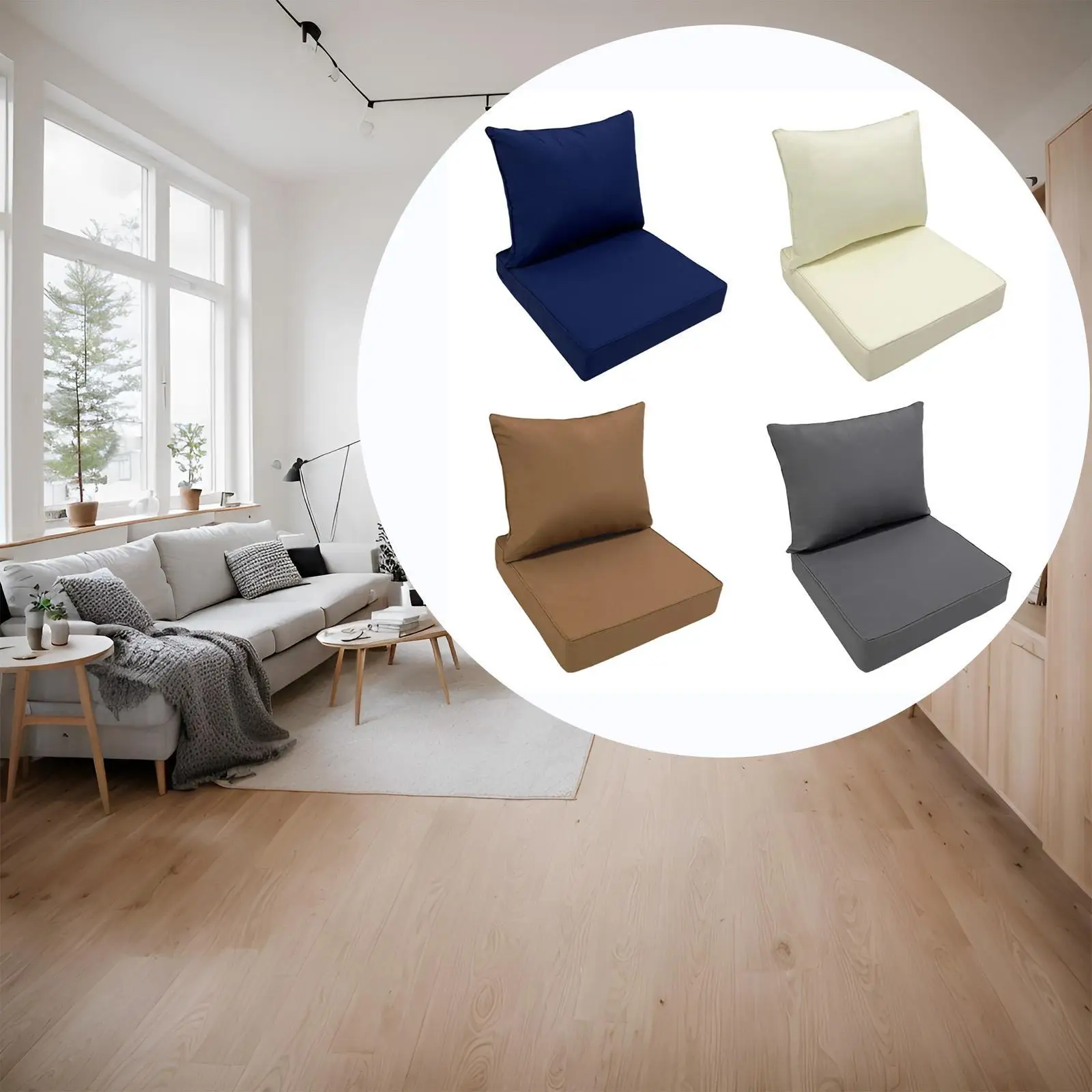 

Outdoor Deep Seat Cushion Set High Density Foam Furniture Universal Shock Proof with Handle Non Slip Patio Chair for Sofa Couch