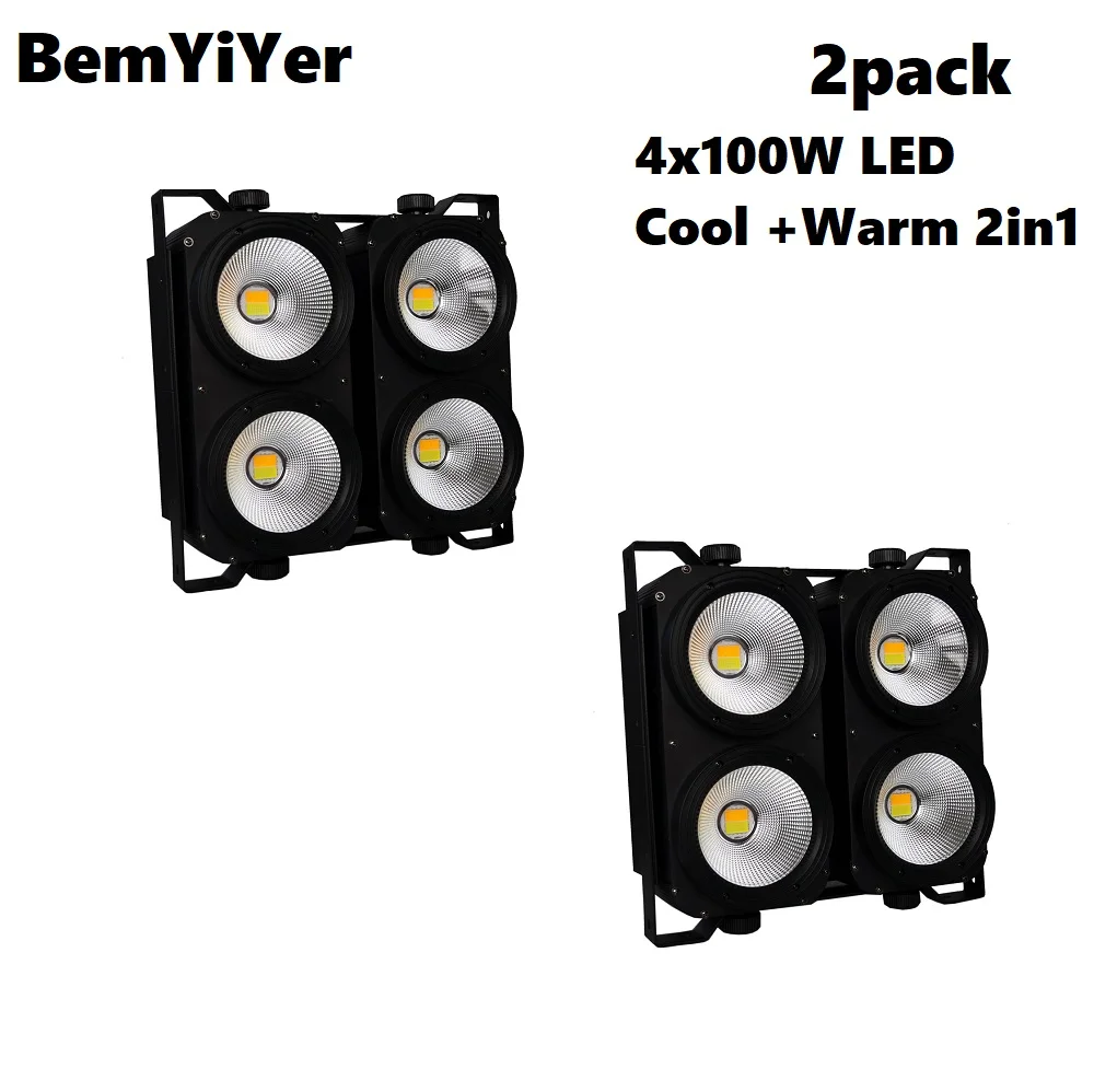 

Комплект из 2-х светодиодных матричных COB-светильников 4x100W для сценического освещения, холодный+теплый свет 2-в-1, для диджейских мероприятий, ночных клубов, вечеринок