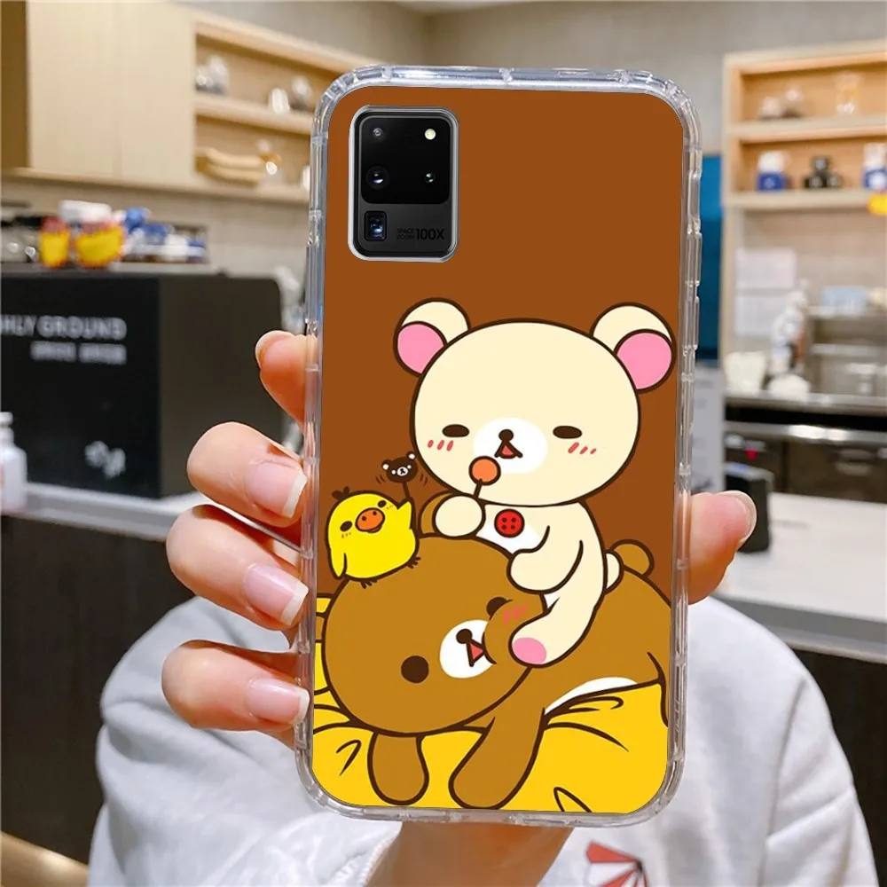 Cute R-Rilakkuma Phone Case For Samsung Galaxy A52 A12 A51 S21 Edge S22ULTRA S23 S20LITE Plus ultra Transparent Cover