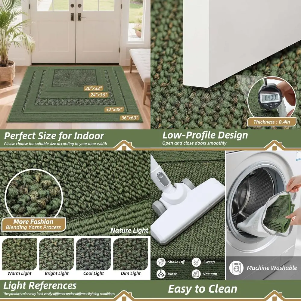 

Green 36 x 60 Non-Slip Indoor Door Mat - Large Dirt Trapper, Washable Entryway Rug for Front and Back Doors