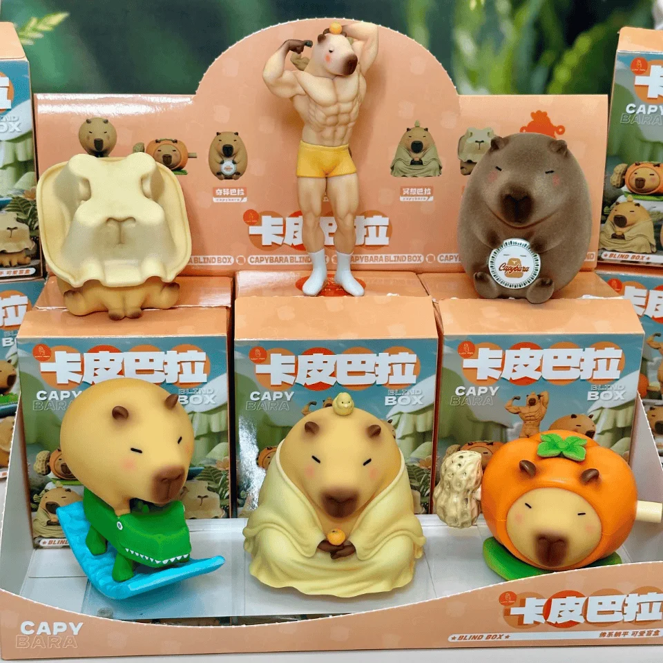 Blind Box Luck Moai Capybara Little Pig Series Trendy Cute Desktop Ornament Creative Gift For Kids Toys Pvc Model