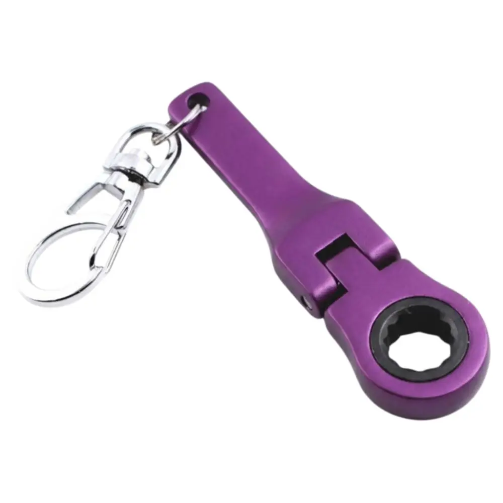 Creativity 10mm Ratchet Wrench Metal Adjustable Racing Keychain Mini Shaped Multifunctional Wrench Key Ring Men's Gifts