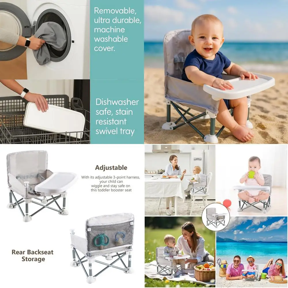 

Компактный стульчик для кормления малышей со съемным подносом для детей от 6 месяцев до 3 лет — идеально подходит для путешествий, пляжа и обедов на свежем воздухе.