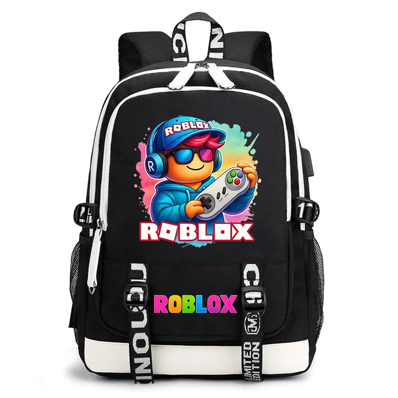 

Roblox Backpack with USB Charging Port Trendy School Bags for Boys Girls Lightweight Durable Kids Bookbag for Daily Use