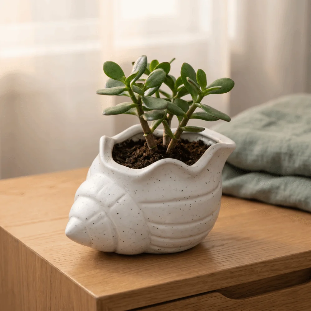 Cute 3D Printed Conch-shaped Flower Pot Ornaments Ocean-themed Mini Plant Pot Decoration Conch Storage Box Garden Planting