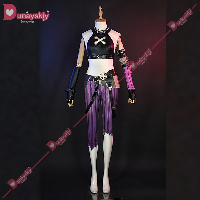 Jinx Cosplay LOL Costume Anime LOL Arcane Jinx Cosplay Uniform Outfits 130cm Wig Halloween Carnival Suit High Quality Costume